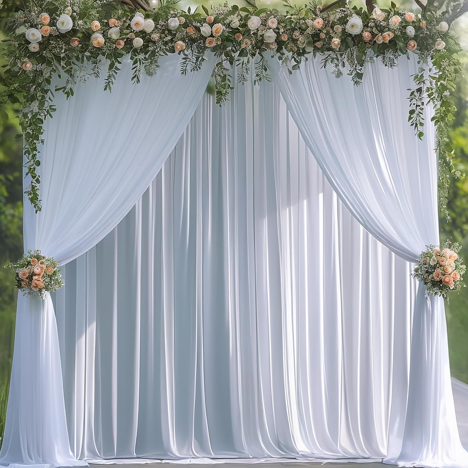 Detalle de Wokceer White 10x10ft Backdrop Curtain (2 Panels, 5x10ft Each) for Parties and Photoshoots