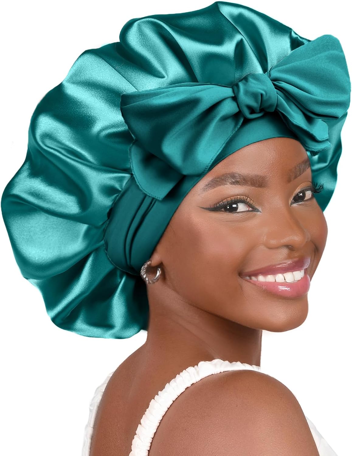 Detalle de YANIBEST Silk Bonnet for Sleeping Women – Satin, Double Layer, with Tie Band