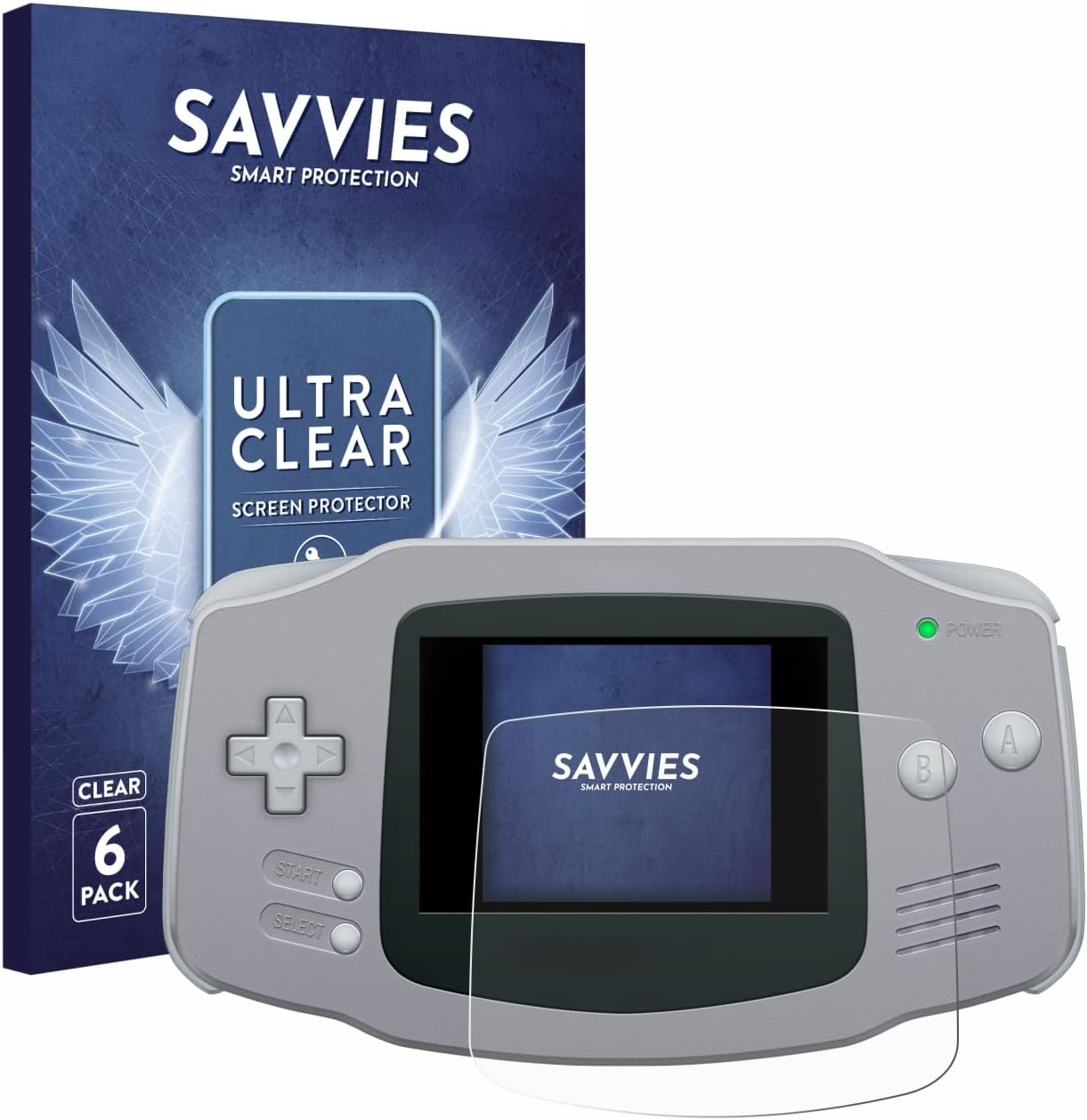 Detalle de Savvies 6 Stück Schutzfolie für Nintendo Gameboy Advance GBA – Ultra-Klarer Displayschutz