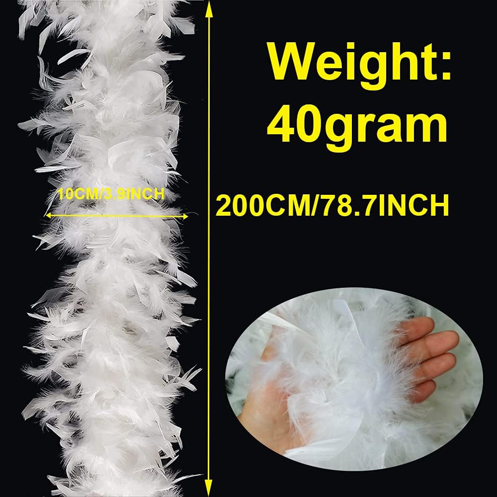 Detalle 2 de WINOK BT-0002-01, boa z białych piór, 5 szt., 200 cm, 40 g