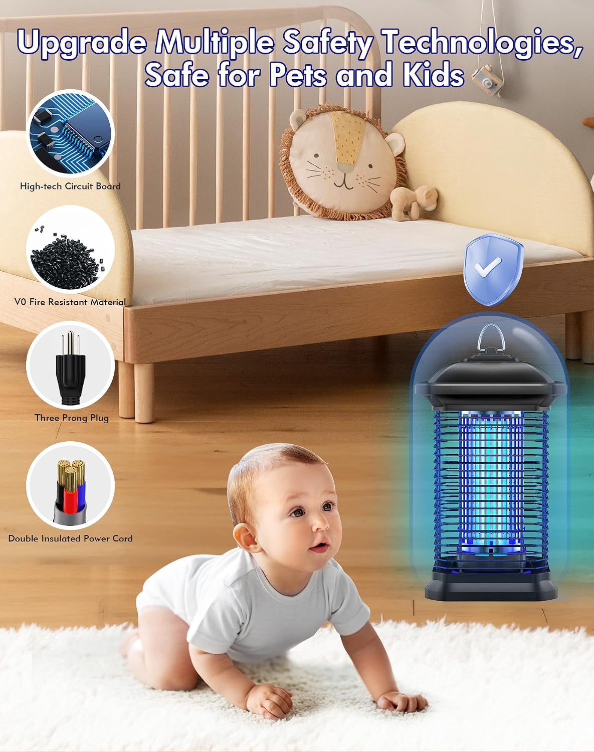 Detalle 1 de AMUFER IKO-918EF Outdoor Bug Zapper, 18W UV, 4,400V, IPX4