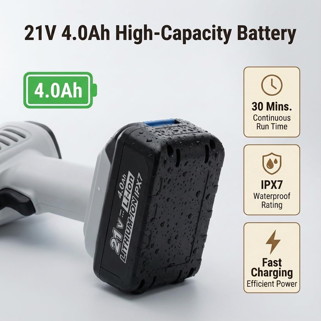 Thumbnail 6 de Idropulitrice a batteria Gtremulent 21V 4.0Ah da 725 PSI con lancia schiuma e ugello ad alta pressione