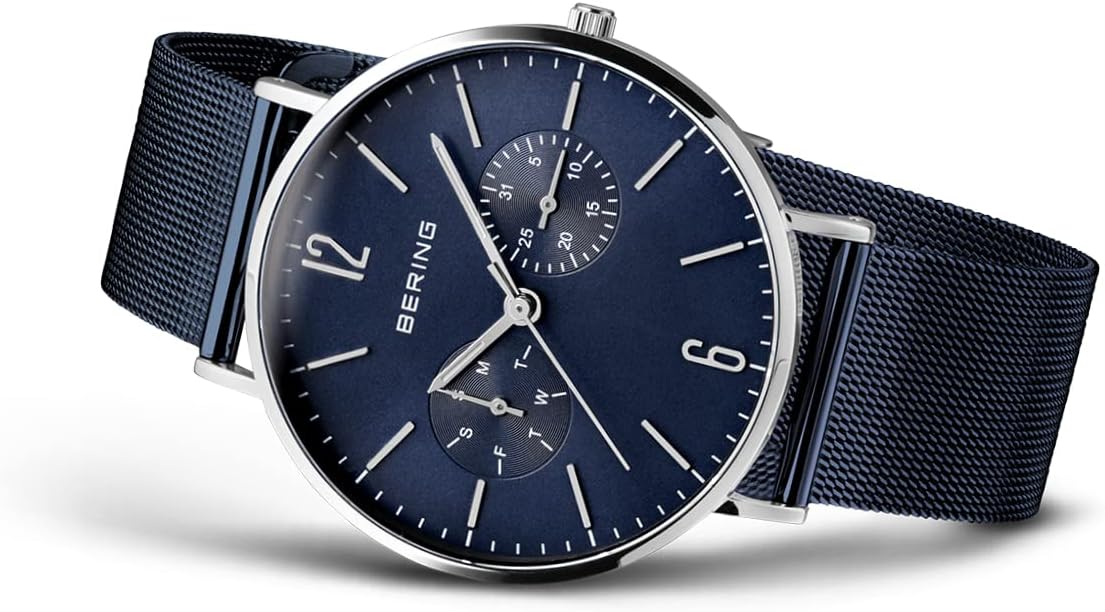 Thumbnail 3 de BERING Montre Homme Quartz 40 mm – Boîtier argenté en acier inoxydable, cadran bleu, bracelet Milanese et cristal en sapphire