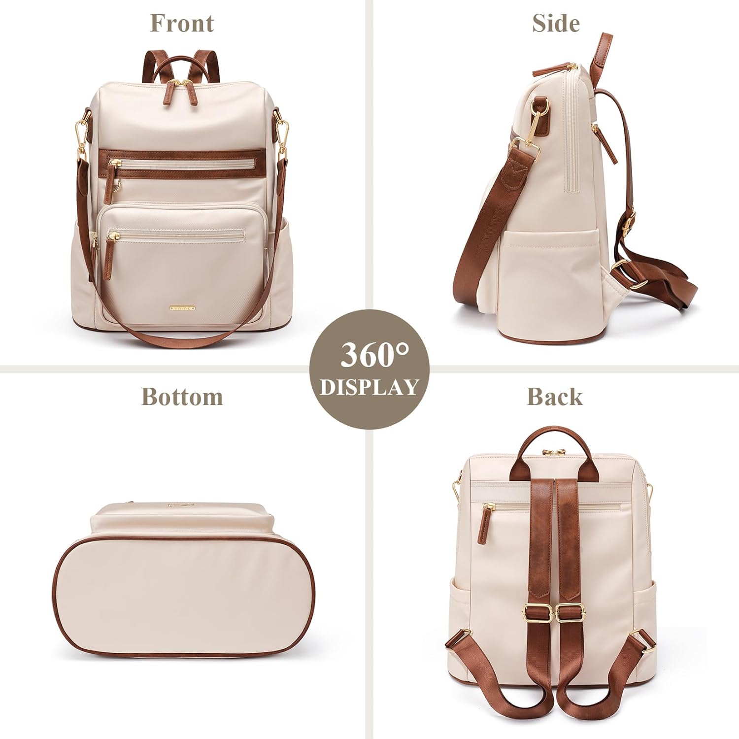 Thumbnail 4 de VNINE Women's Fashion Backpack: Waterproof Anti-Theft PU Leather, 5 Compartments