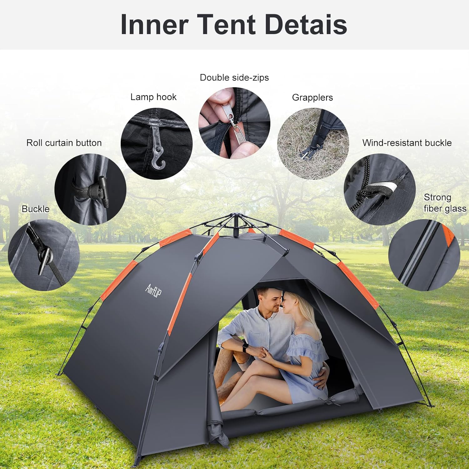 Thumbnail 2 de Amflip Camping Tent Automatic 3 Man Pop Up
