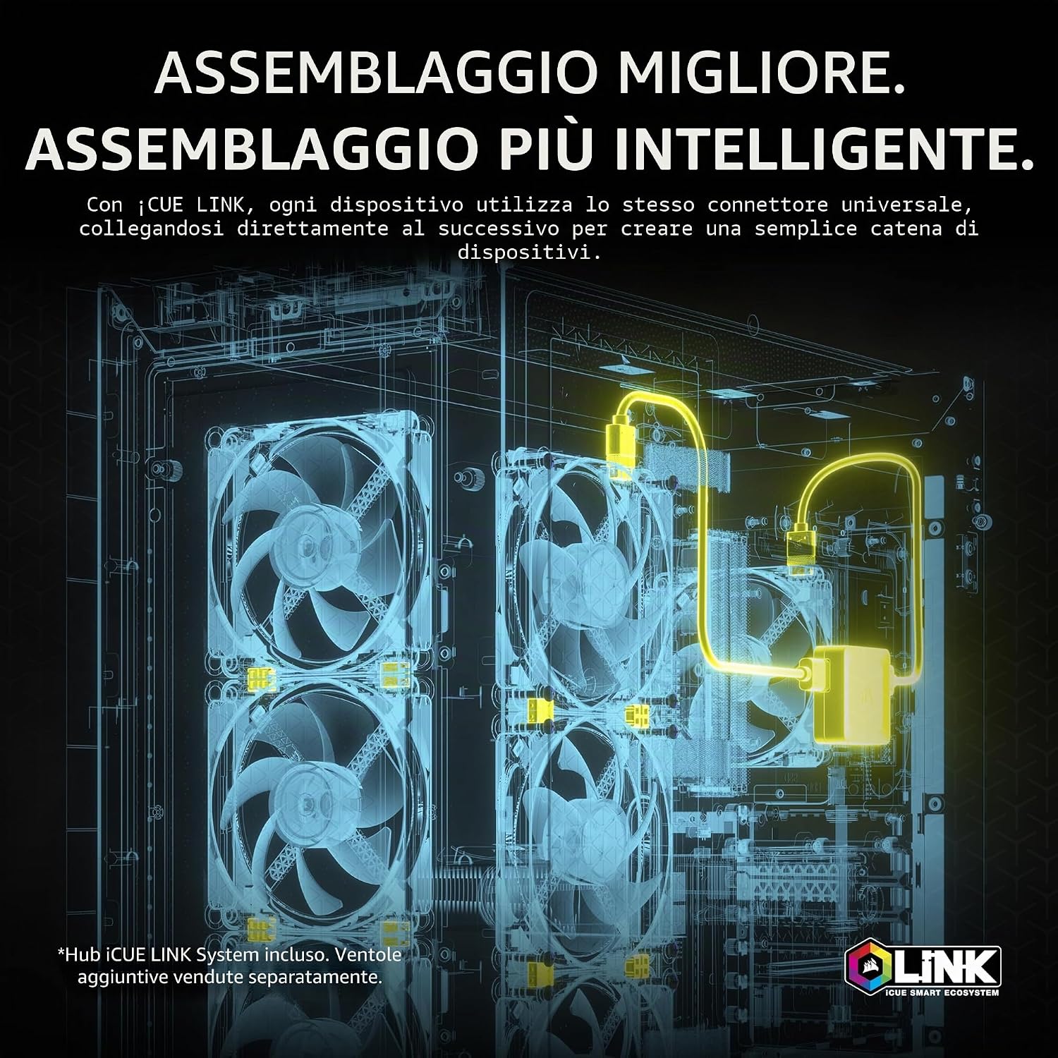 Detalle de CORSAIR iCUE LINK TITAN 240 RX RGB AIO da 240 mm con Hub iCUE LINK e 2 ventole RX RGB (compatibile Intel LGA 1851/1700, AMD AM5/AM4) – Nero
