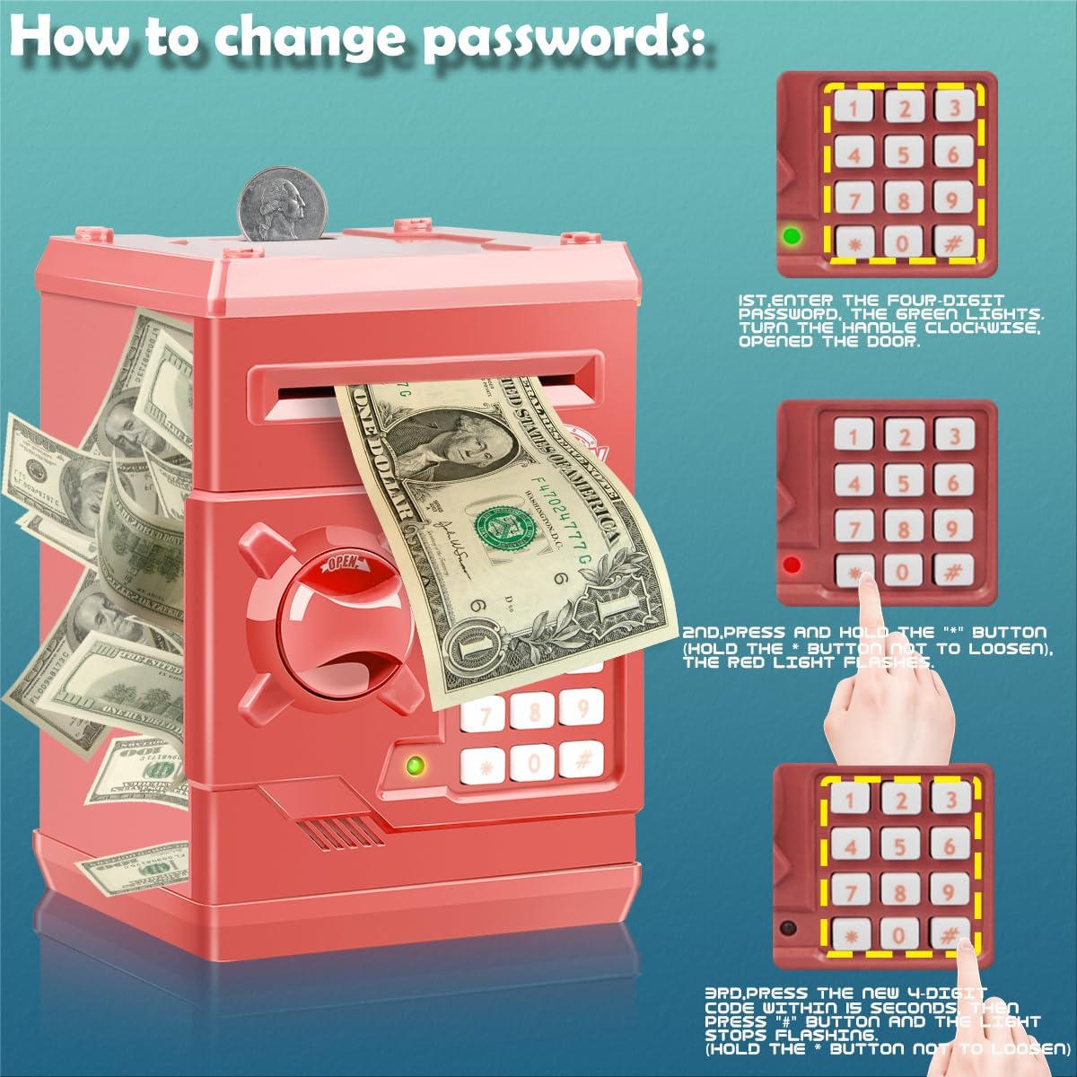 Thumbnail 4 de Qwifyu Piggy Bank Electronic ATM Safe