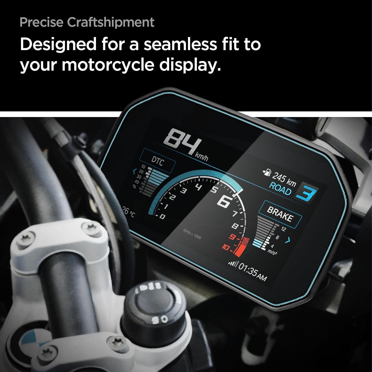 Detalle de Spigen Glas.tR Slim pellicola in vetro temperato 9H per display TFT BMW Motorrad da 6,5" (compatibile con R 1250 GS 2018-2025 e F 900 XR)