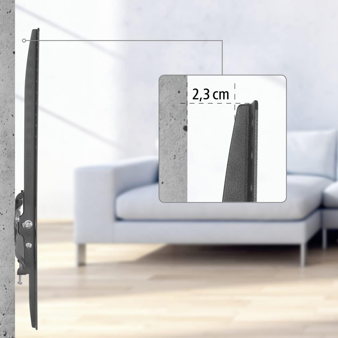 Detalle de Hama TV Wandhalterung für Flat-TVs bis 65 Zoll – flach, starr, VESA 75×75 bis 200×200, bis 35 kg