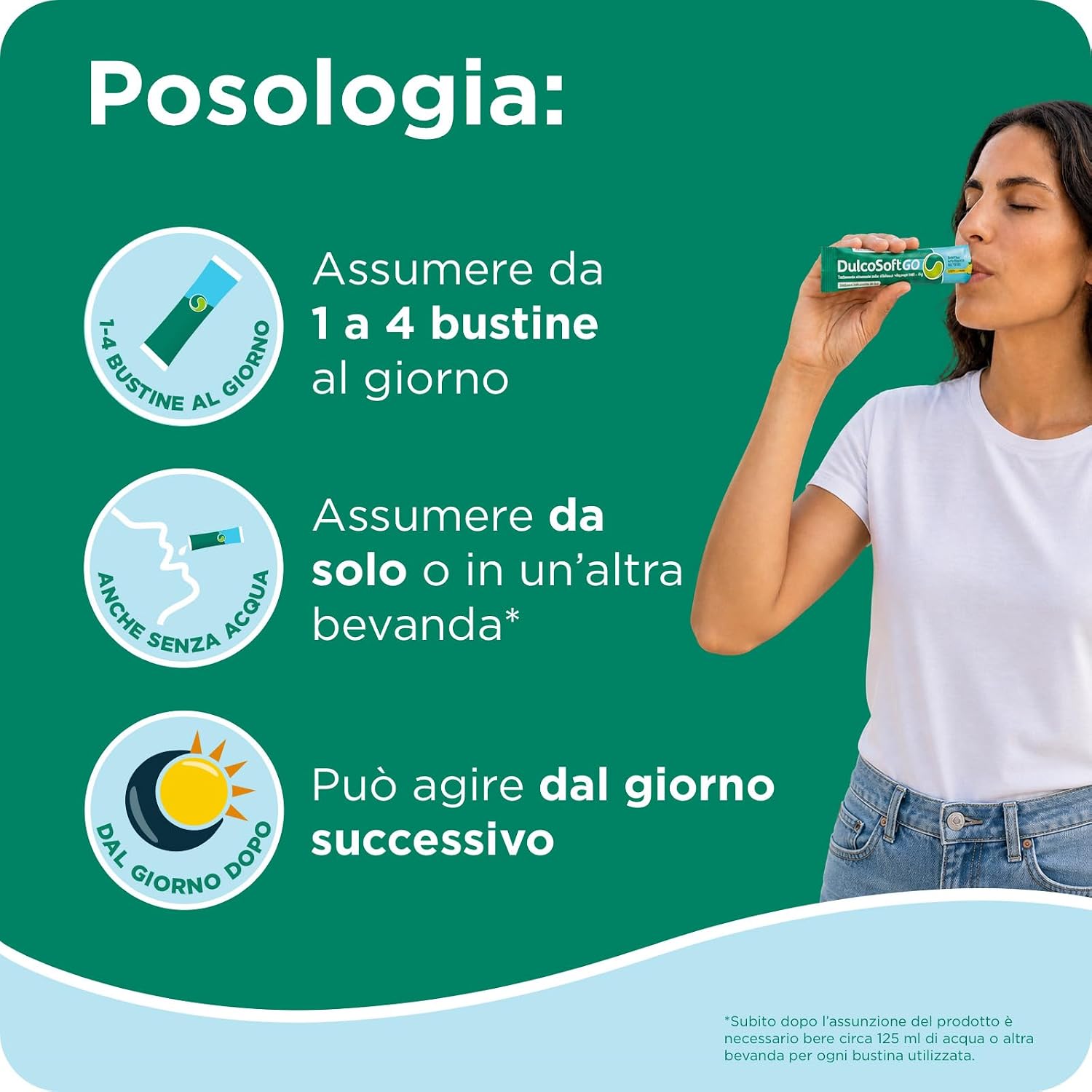 Detalle de DulcoSoft GO Lassativo Delicato con Macrogol 4000 – Stick 20, gusto limone