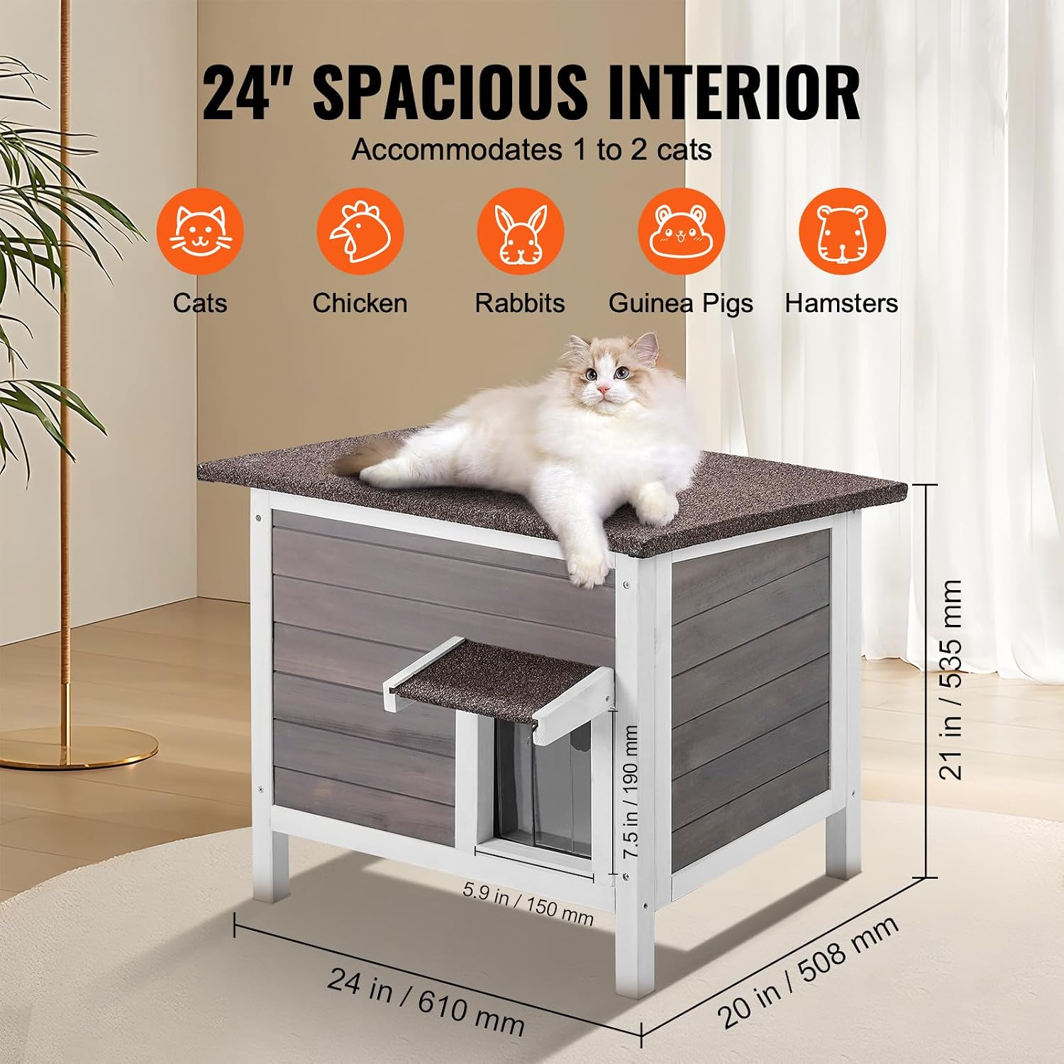 Detalle de VEVOR Maison pour Chat d'Extérieur – Cabane en bois résistante et bien pensée pour 1–2 chats