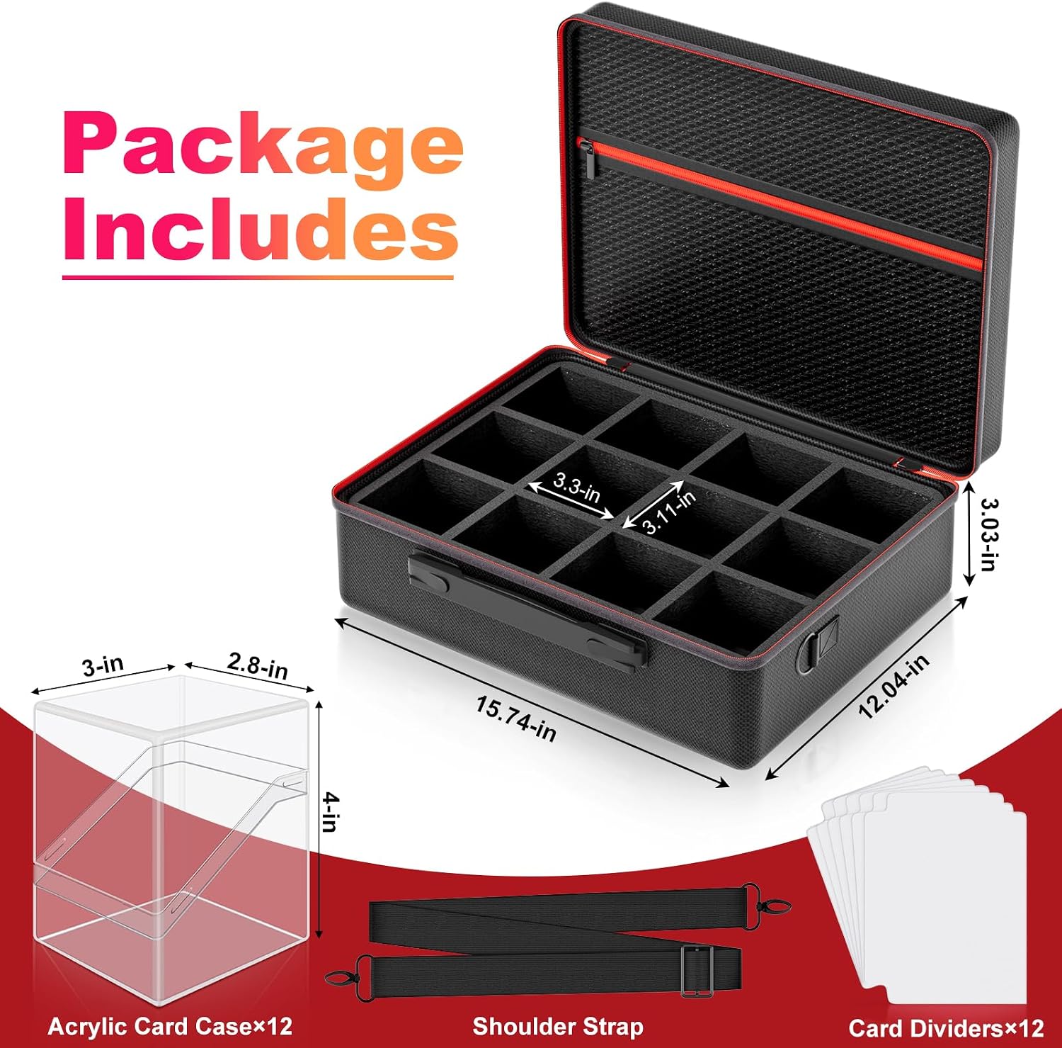 Detalle 2 de Proijeut Card Deck Box with Portable Case, 12 Pack Clear Deck Boxes with Dividers for 1200+ Double-Sleeved Cards