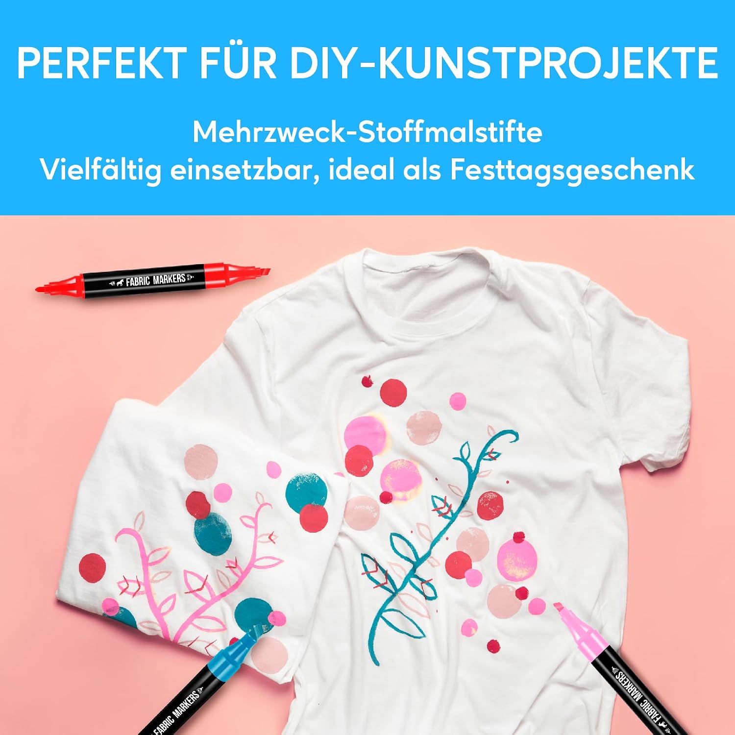 Thumbnail 3 de Pamaker 40 Textilstifte Dual Tip – waschmaschinenfest, permanent & wasserfest für Shirts, Taschen und mehr