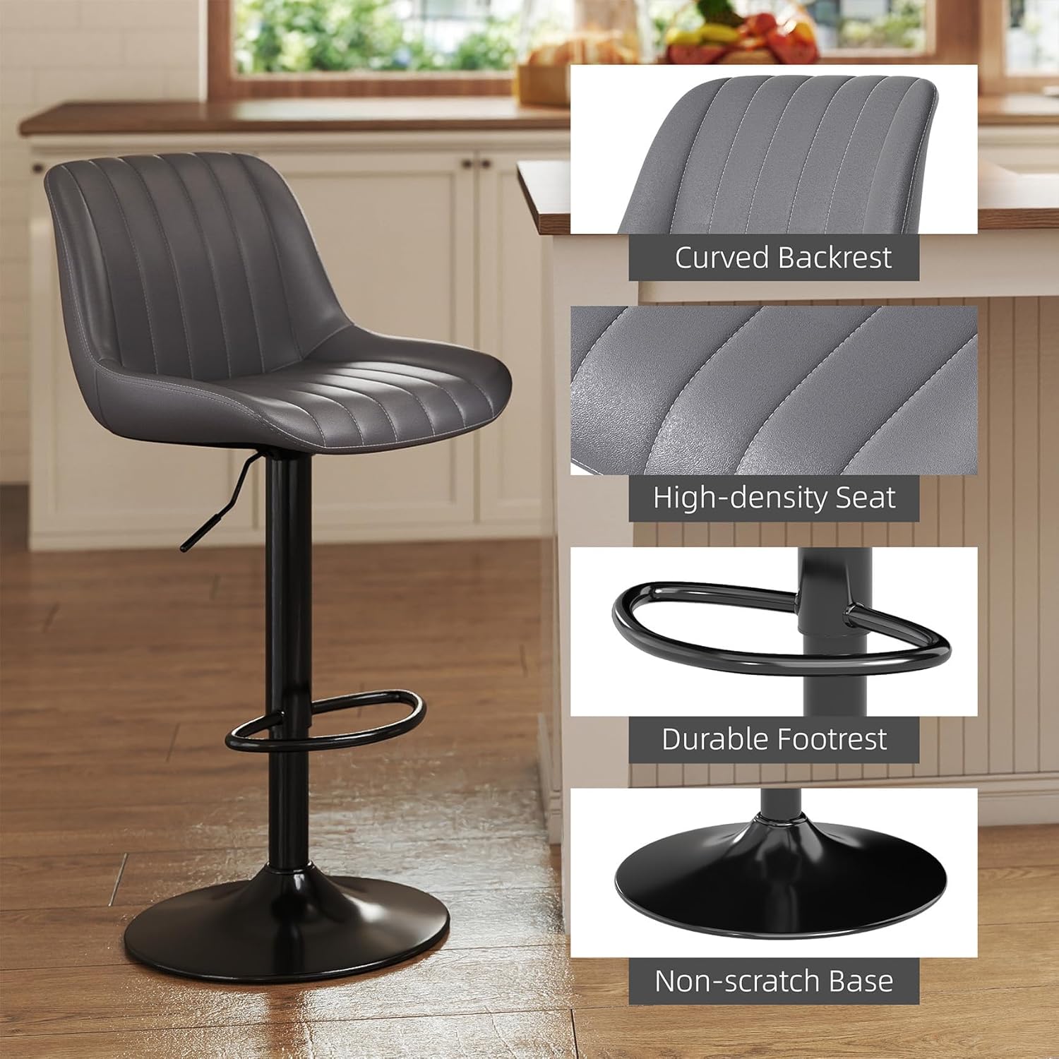 Detalle 1 de Youhauchair swivel bar stools set of 3