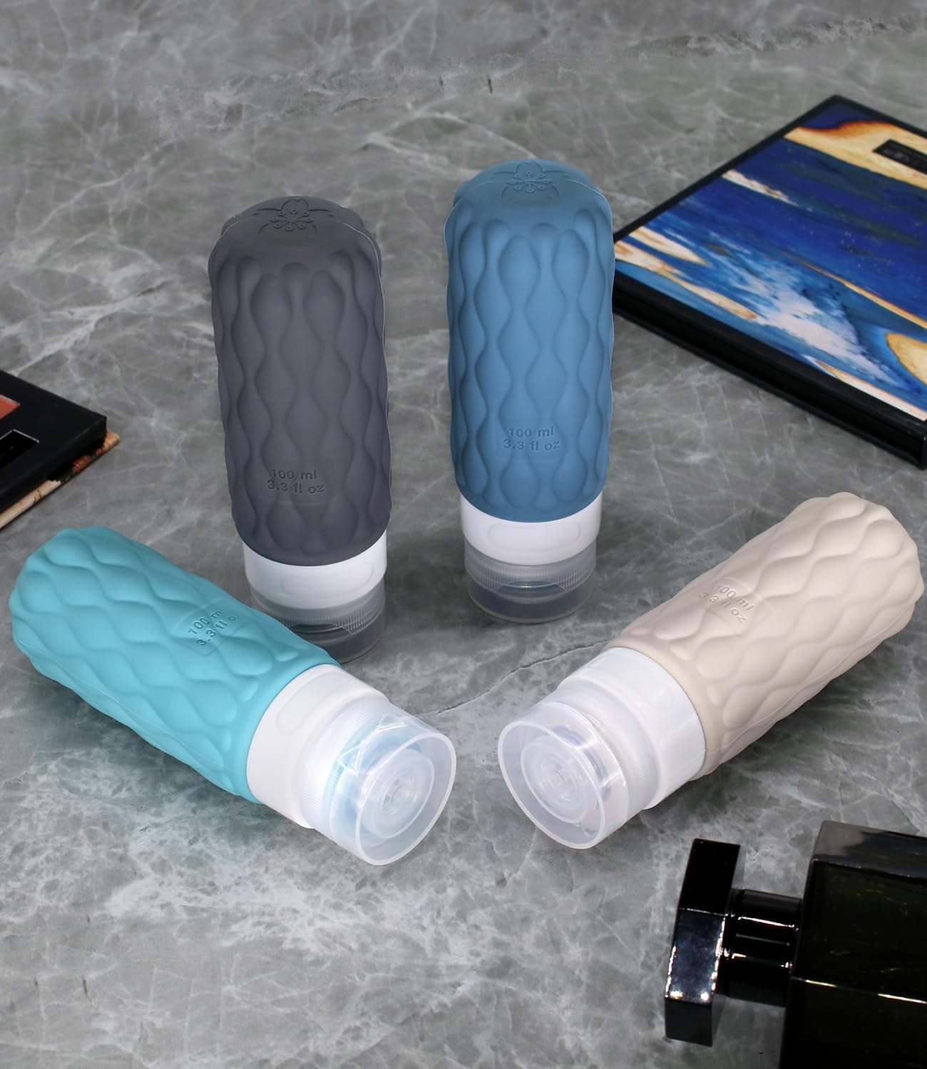 Thumbnail 6 de Lericttor 4-tlg. Silikon Reiseflaschen-Set 100 ml mit Etiketten – Tropfsicher, wiederbefüllbar