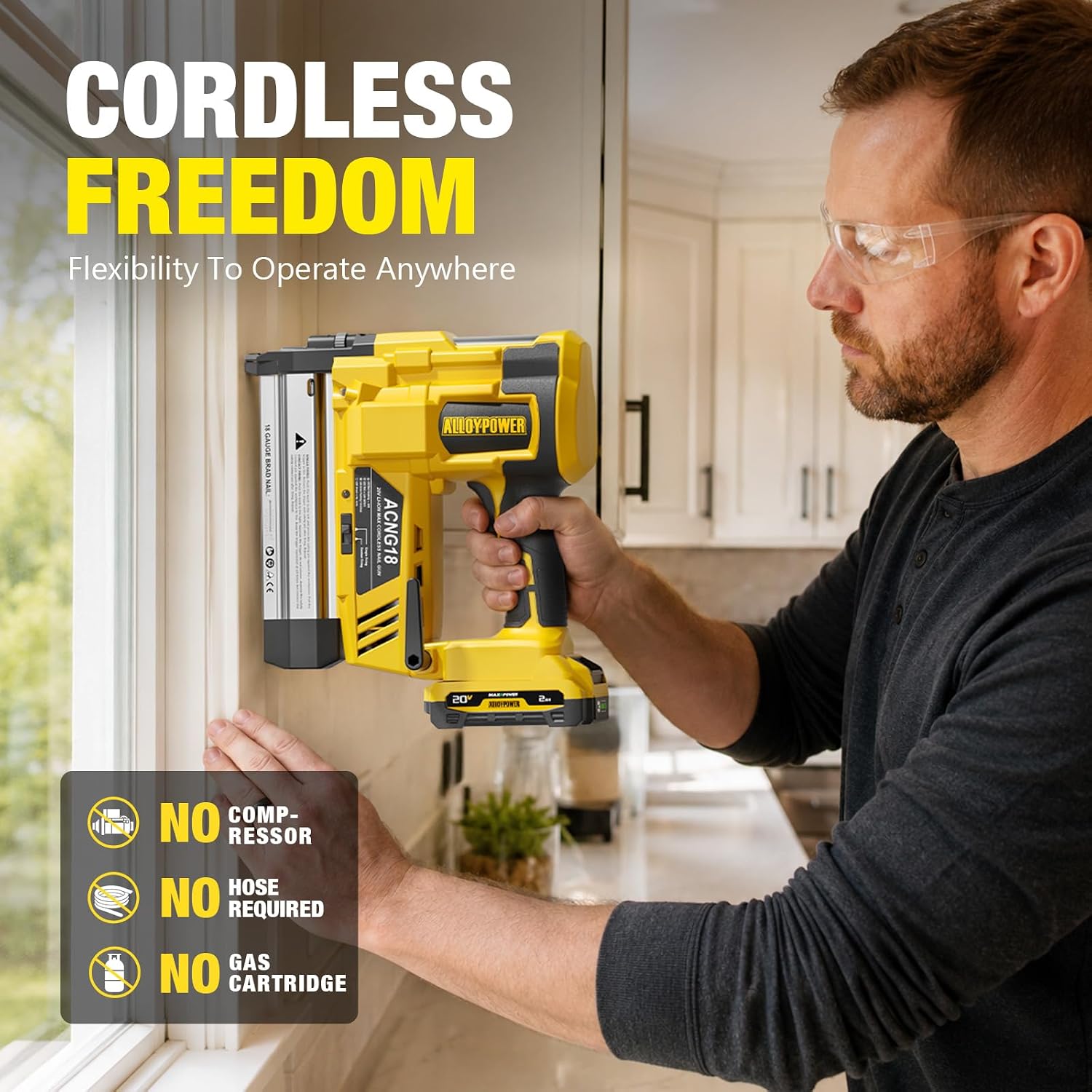 Thumbnail 4 de ALLOY POWER 20V Cordless 18-Gauge Brad Nailer with Dual Firing Modes