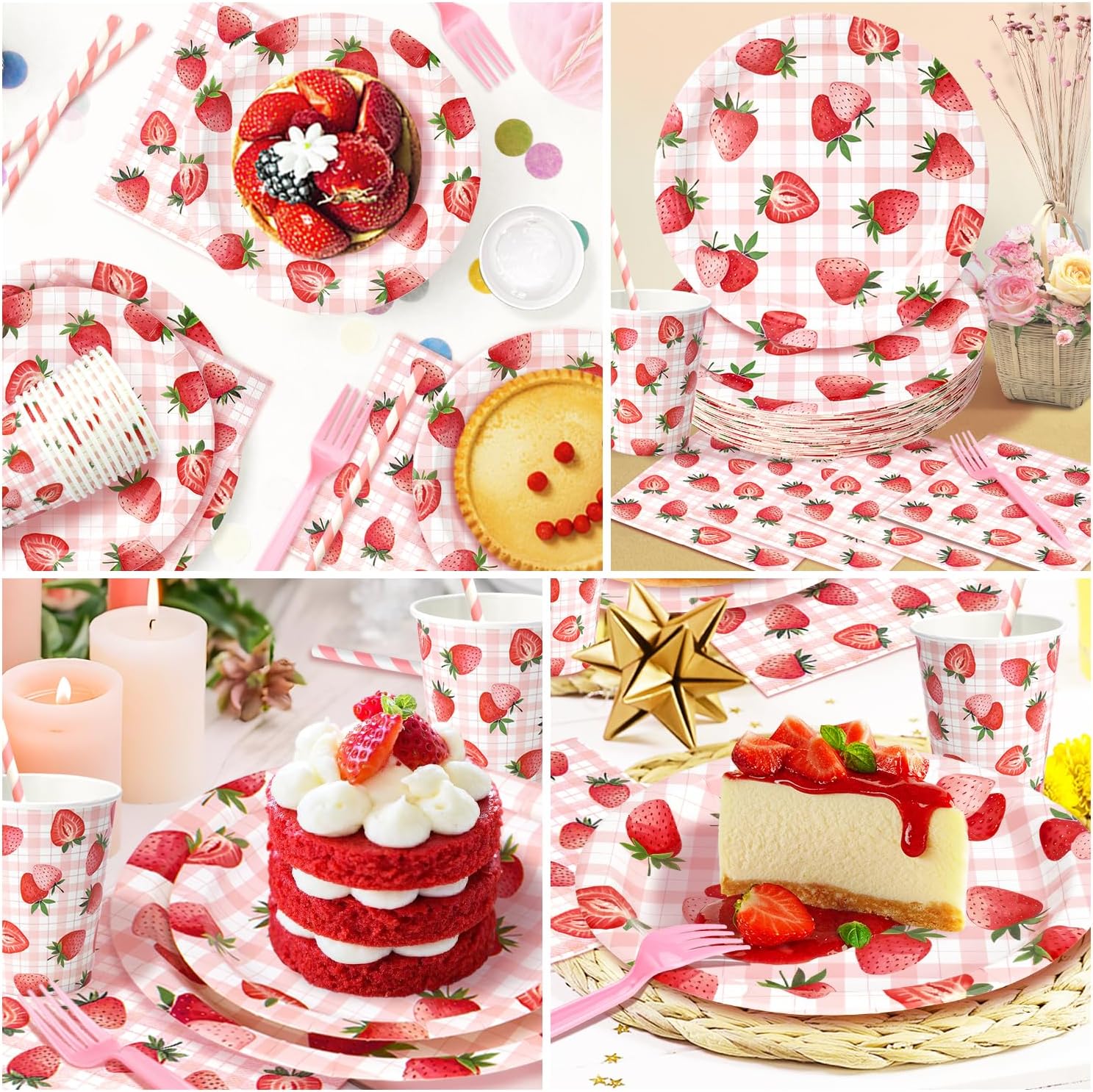Thumbnail 5 de Strawberry Plates and Napkins Set 144pc 🍓