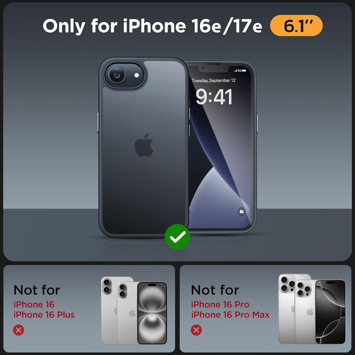 Detalle de Miracase for iPhone 17e/16e Case with 2x Screen Protectors — Military-Grade Protection in a Slim, Translucent Matte