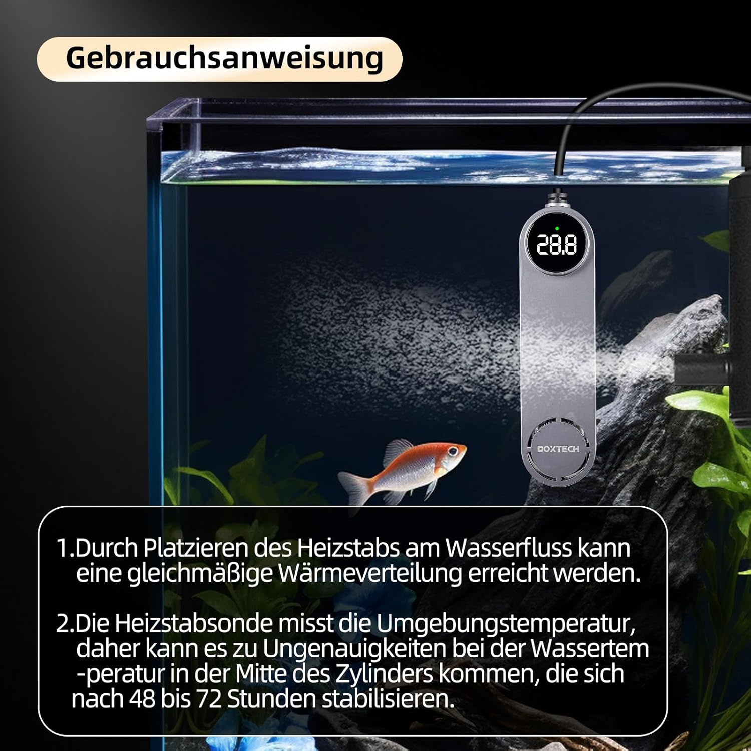 Thumbnail 6 de boxtech Mini Aquarien Heizung, 75W – Tauchfähiger Betta Heizstab mit LCD-Display und externer Steuerung