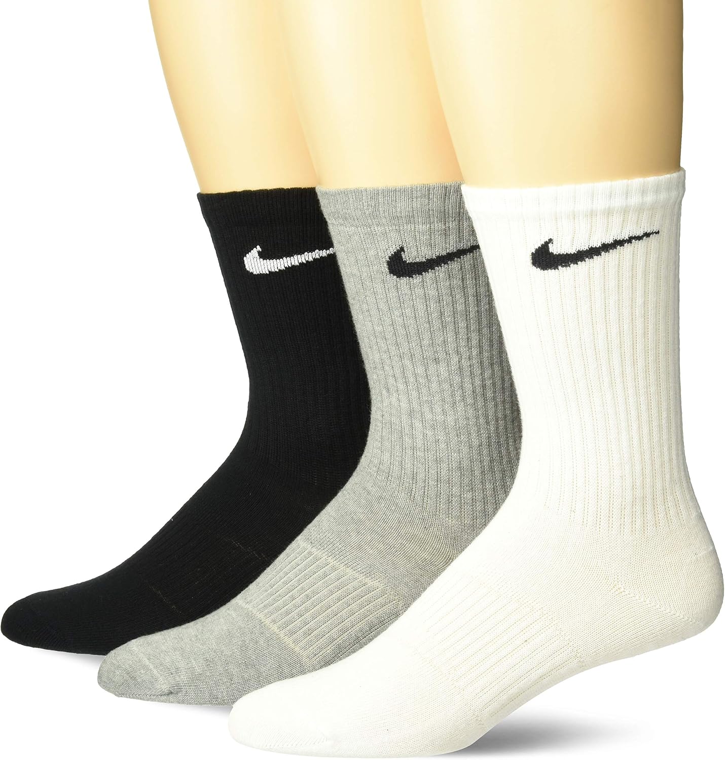 Detalle de Nike 3Ppk Value Cotton Crew: Calcetines unisex talla L (42–46) negro/blanco, pack de 3