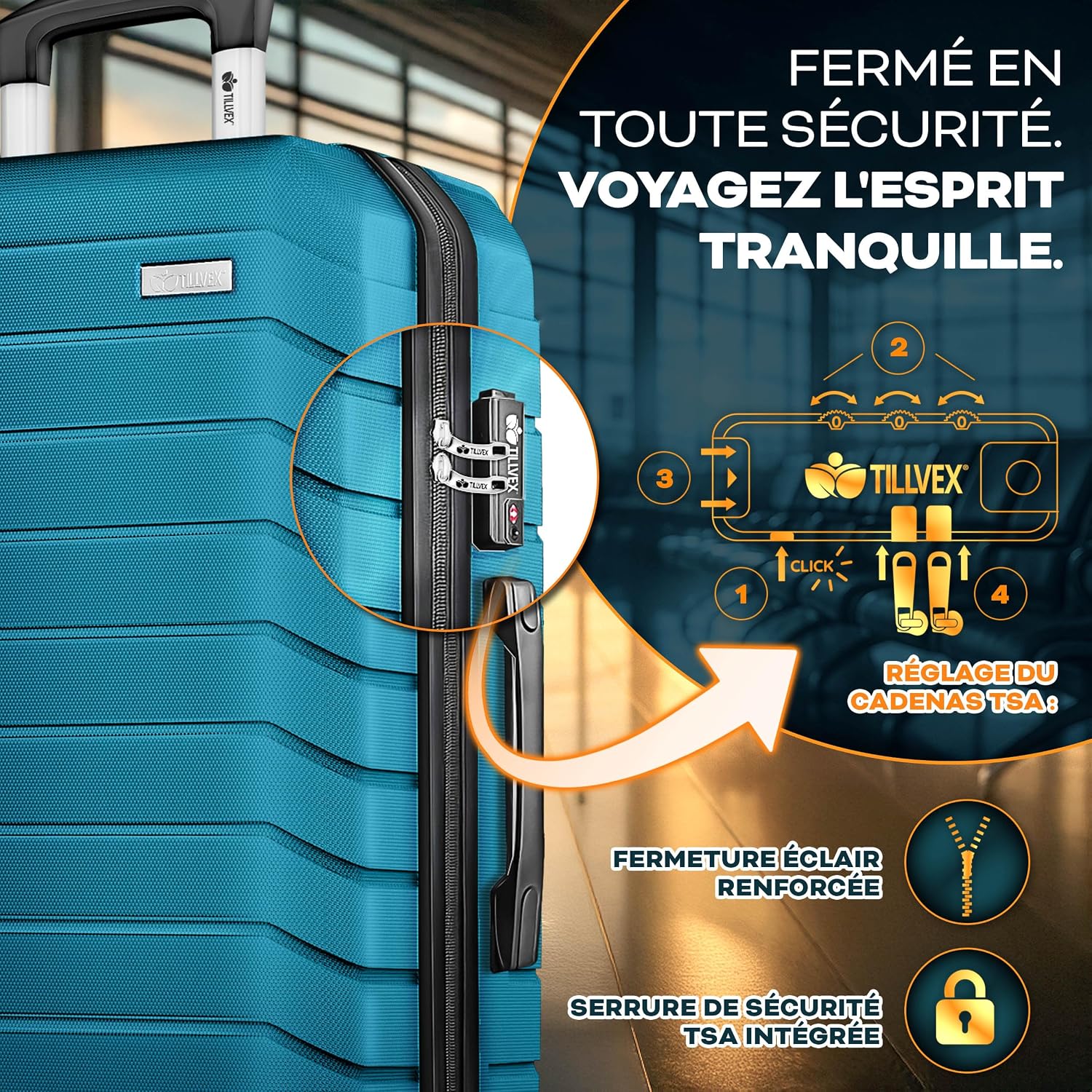 Detalle 2 de tillvex Set 4 valises S‑M‑L‑XL Turquoise