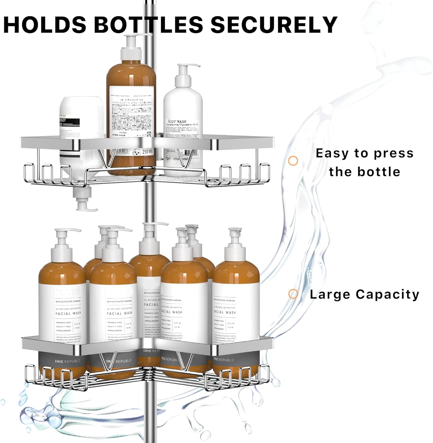 Thumbnail 3 de Kegii Telescopic Shower Caddy Corner Storage with 4 Baskets (No-drill) – Silver