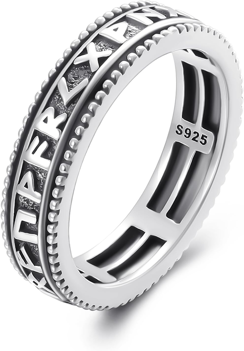 Detalle de PARYFO 925er Sterling Silber Wikinger Spinner Ring – Drehschneller Ring für Männer und Frauen