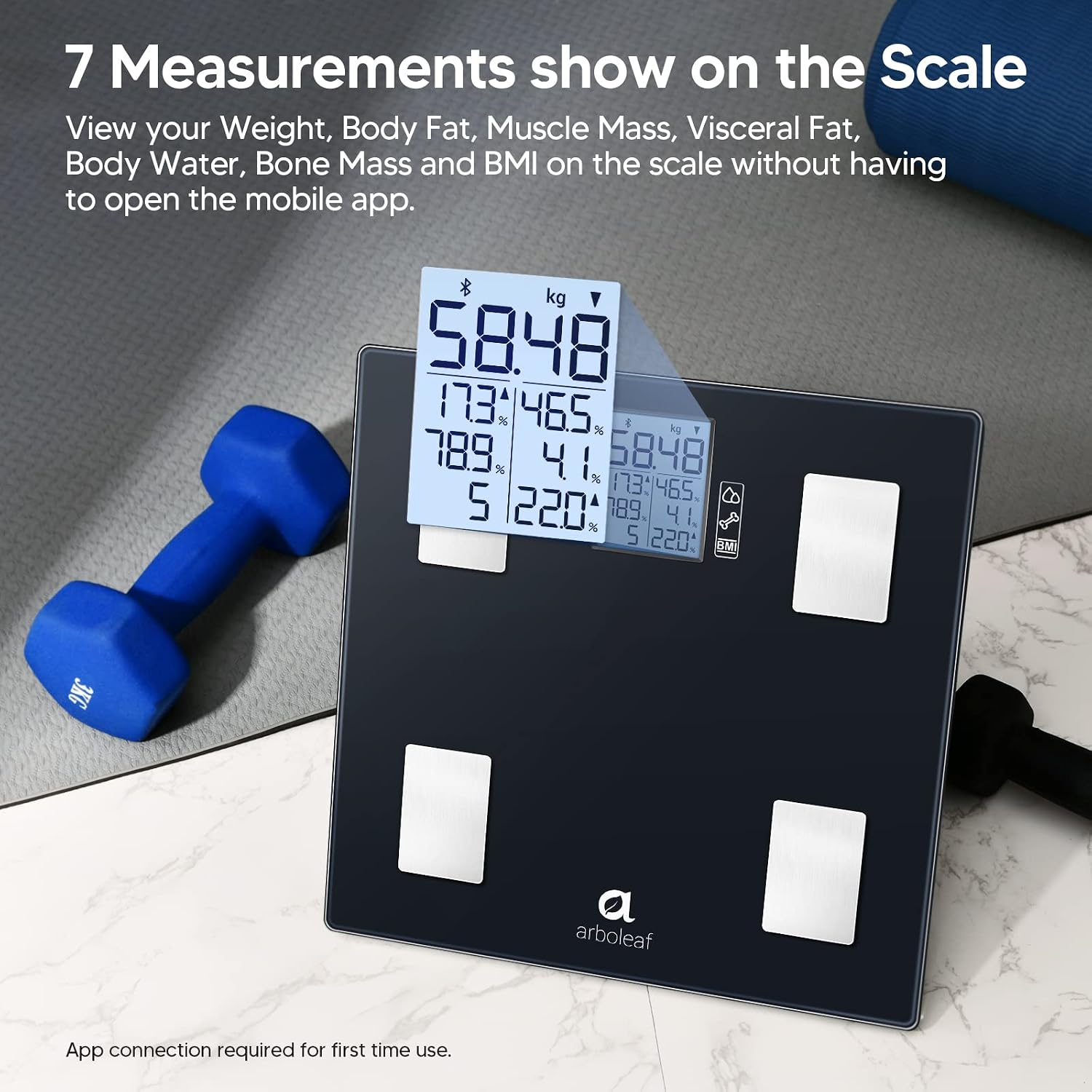 Detalle 2 de arboleaf Smart Bathroom Scales with 14 Measurements (28st/180kg/400lb)