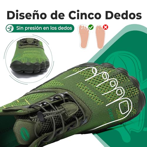 Thumbnail 1 de SAGUARO Barefoot para Hombre y Mujer – Zapatillas Minimalistas de Trail (Verde, Gr.43)