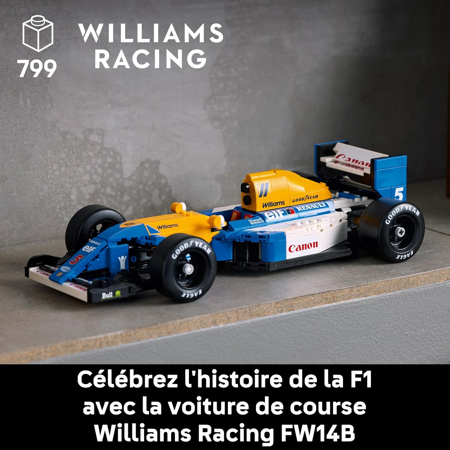 Detalle de LEGO Icons Williams Racing FW14B et Nigel Mansell – Maquette F1 collector