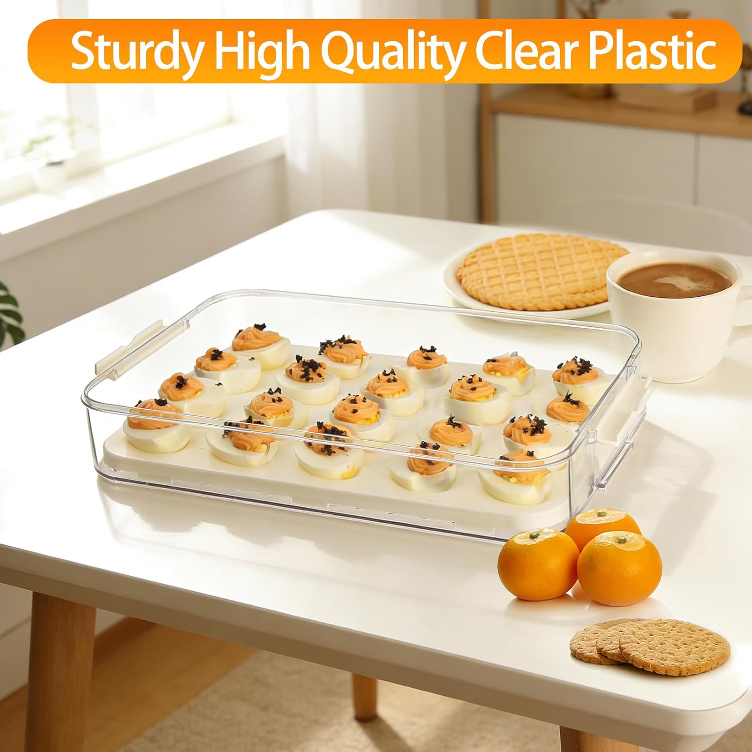 Thumbnail 5 de Deviled Egg Containers with Lid, 2-Pack: 40-Egg Capacity Stackable Carrier for Picnics and Parties
