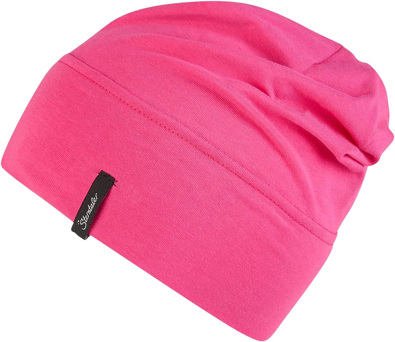 Detalle de Sterntaler OCS Beanie Uni Baby-Mütze mit Umschlag und Ohrenklappen (ab Geburt) – Magenta, Größe 53
