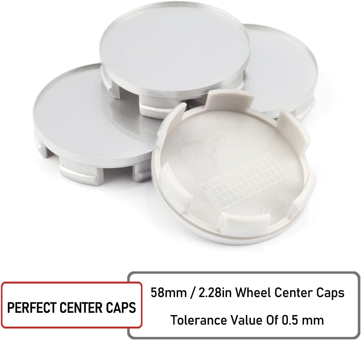 Thumbnail 5 de RhinoTuning 4x 58 mm wheel centre caps (silver chrome-style) for select Acura Integra & Honda Civic models