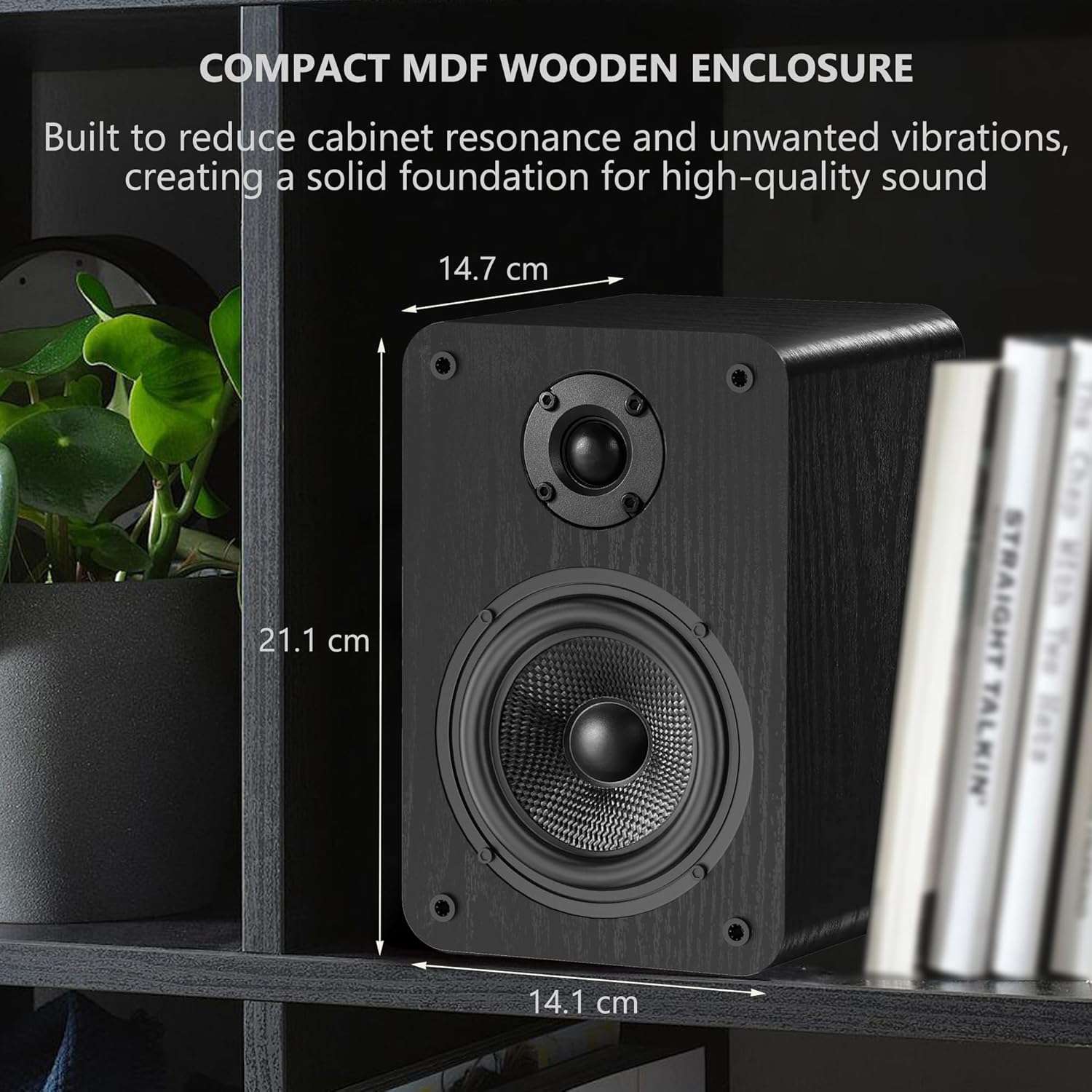 Detalle de LONPOO LP42A 60W Aktiv-Regal-Lautsprecher (2.0) mit Bluetooth, Optical, RCA & AUX-In