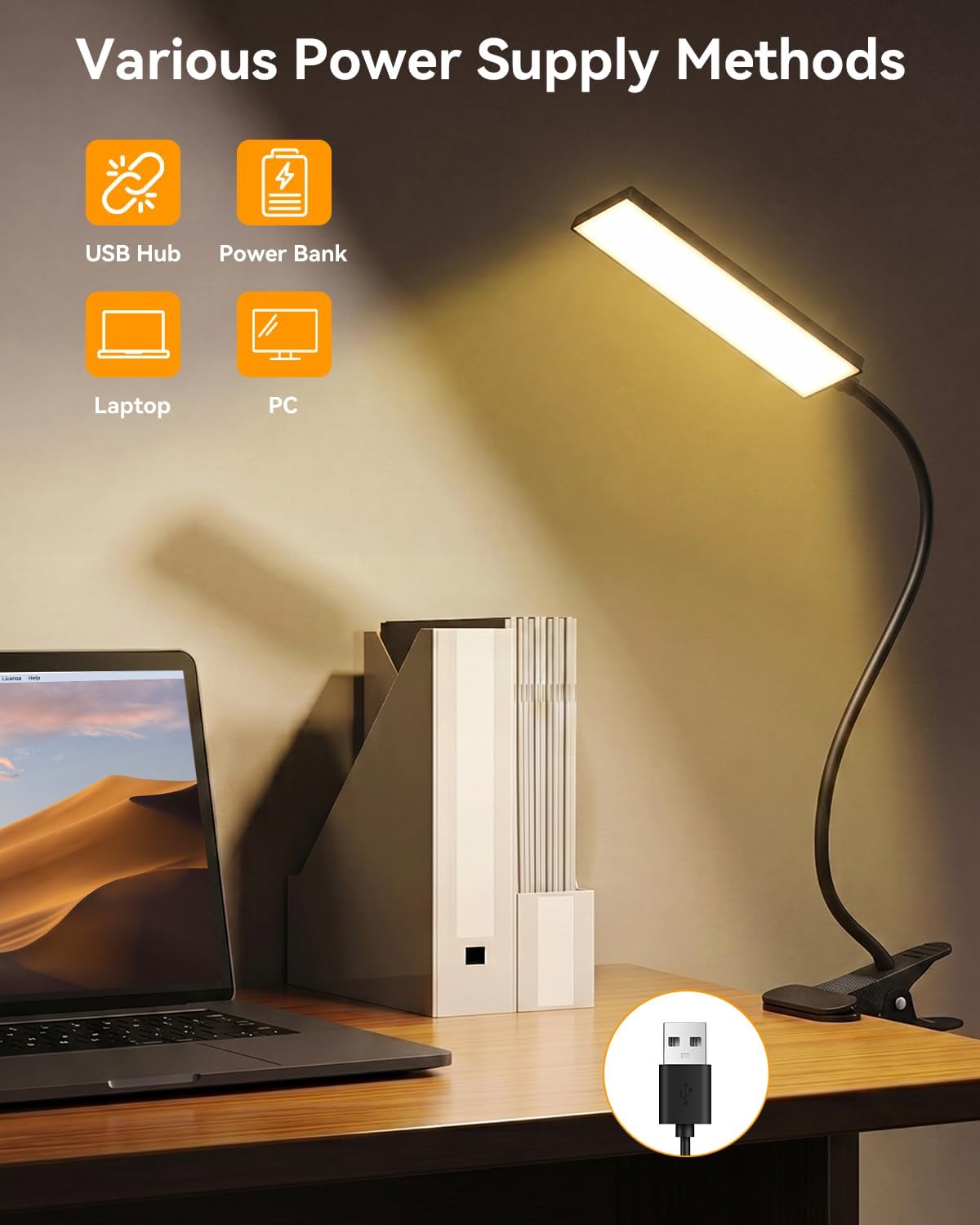 Detalle de MONGERY Clamp Desk Lamp with 48 LEDs