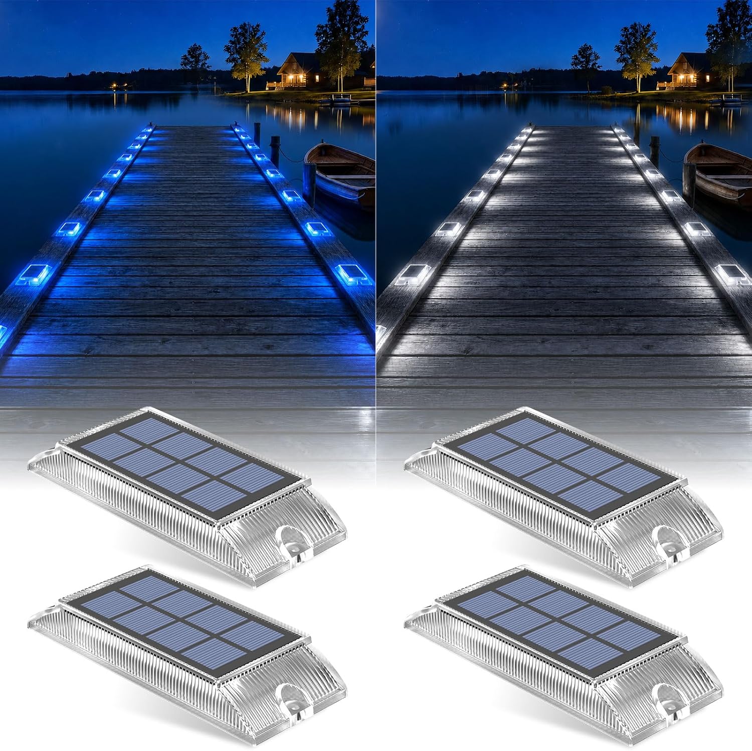 Detalle de Lacasa Luci Solari Esterno Giardino 4 Pezzi – Segnapasso Solare 2 in 1 Blu/Bianco Freddo, IP66, Calpestabili