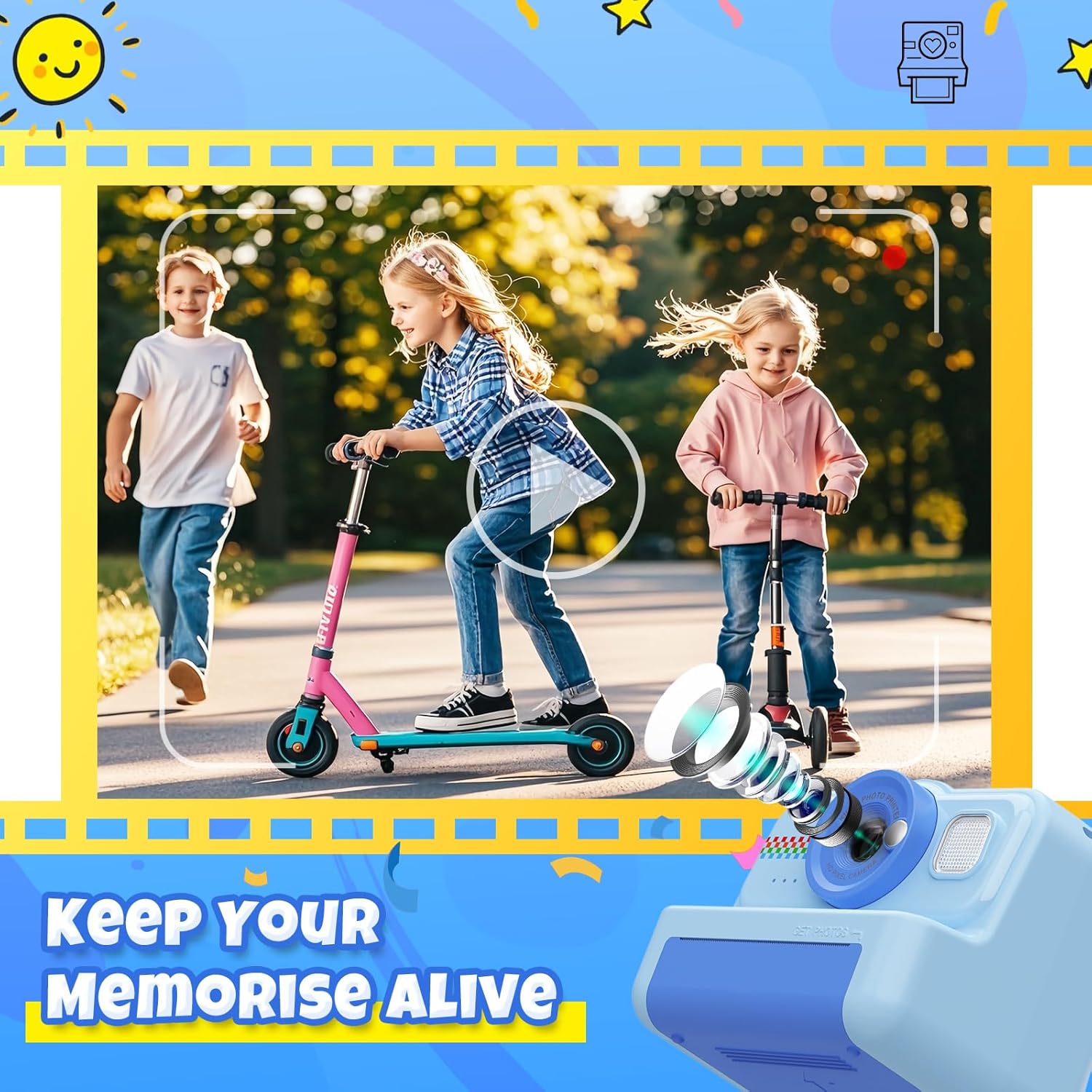 Thumbnail 3 de HiMont Kids Camera Instant Print 1080P with 32GB Card
