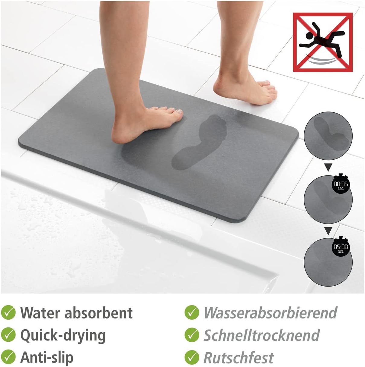 Thumbnail 3 de Wenko Simi Alfombra de baño de tierra de diatomeas 🛁