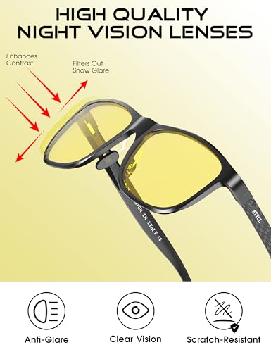 Detalle 2 de ATTCL Hombre Gafas de conducción nocturna Night Vision 8587 (marco Al-Mg, lentes amarillas)