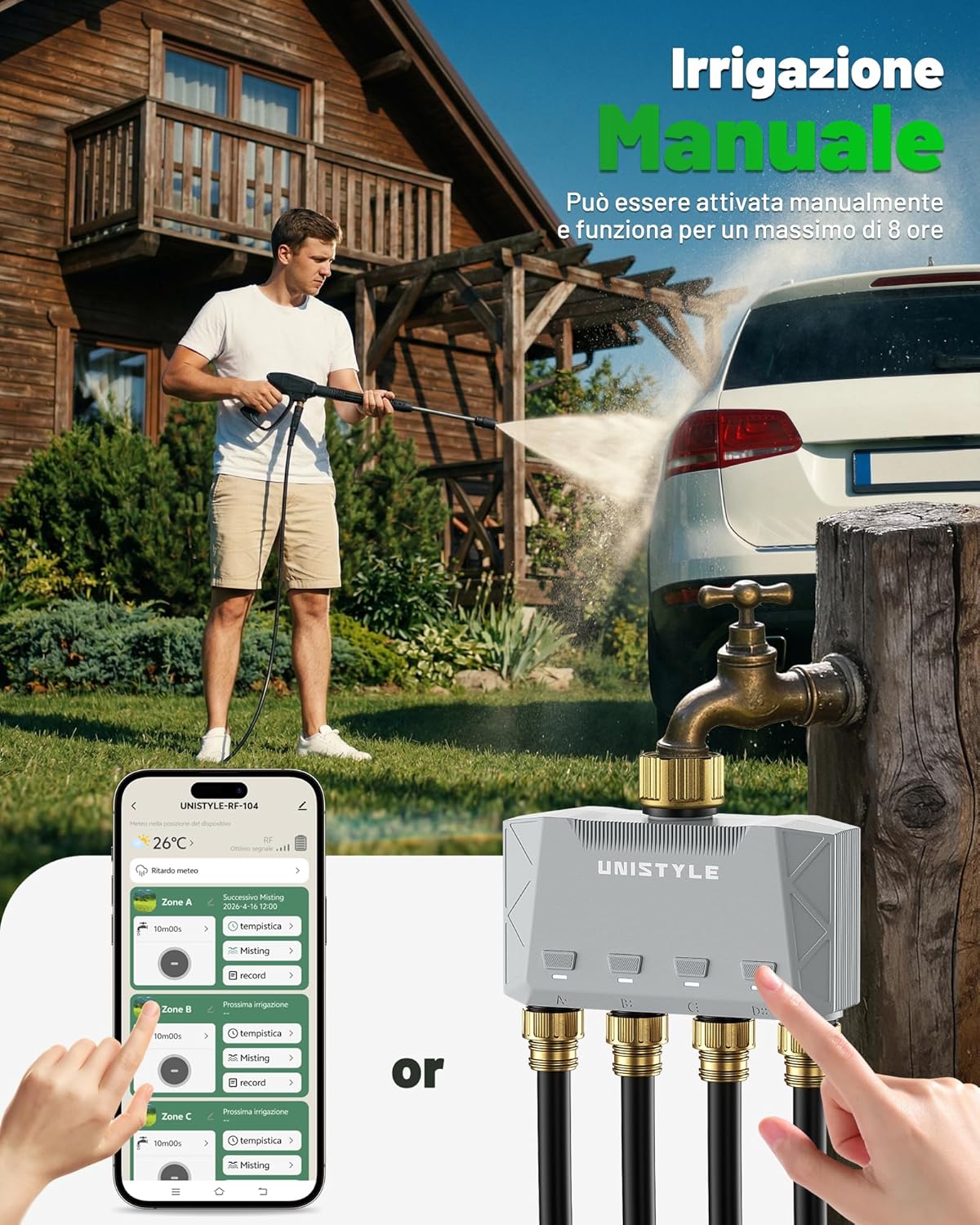 Thumbnail 5 de Unistyle Centralina Irrigazione WiFi 4 Vie – Controllo smart per giardino con 4 zone e programmazione indipendente