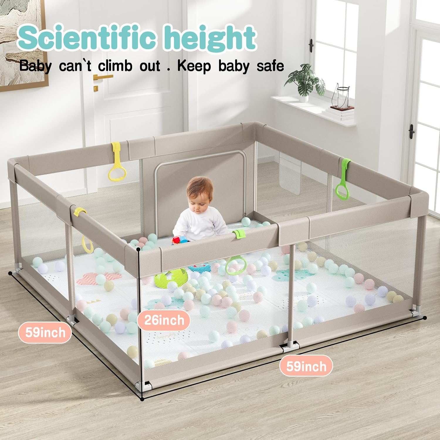 Thumbnail 1 de Uanlauo 150x150cm Laufstall mit Spielmatte – XXL Aktivitätsbereich für Baby und Kleinkind
