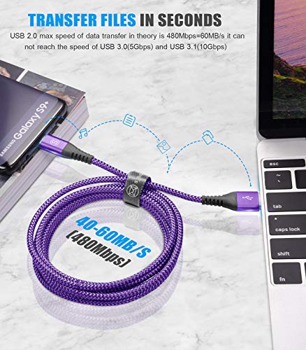 Detalle de Cavo USB C AviBrex Ricarica Rapida 2 Pezzi 1m + 3m | Nylon, 3.1A, QC3.0