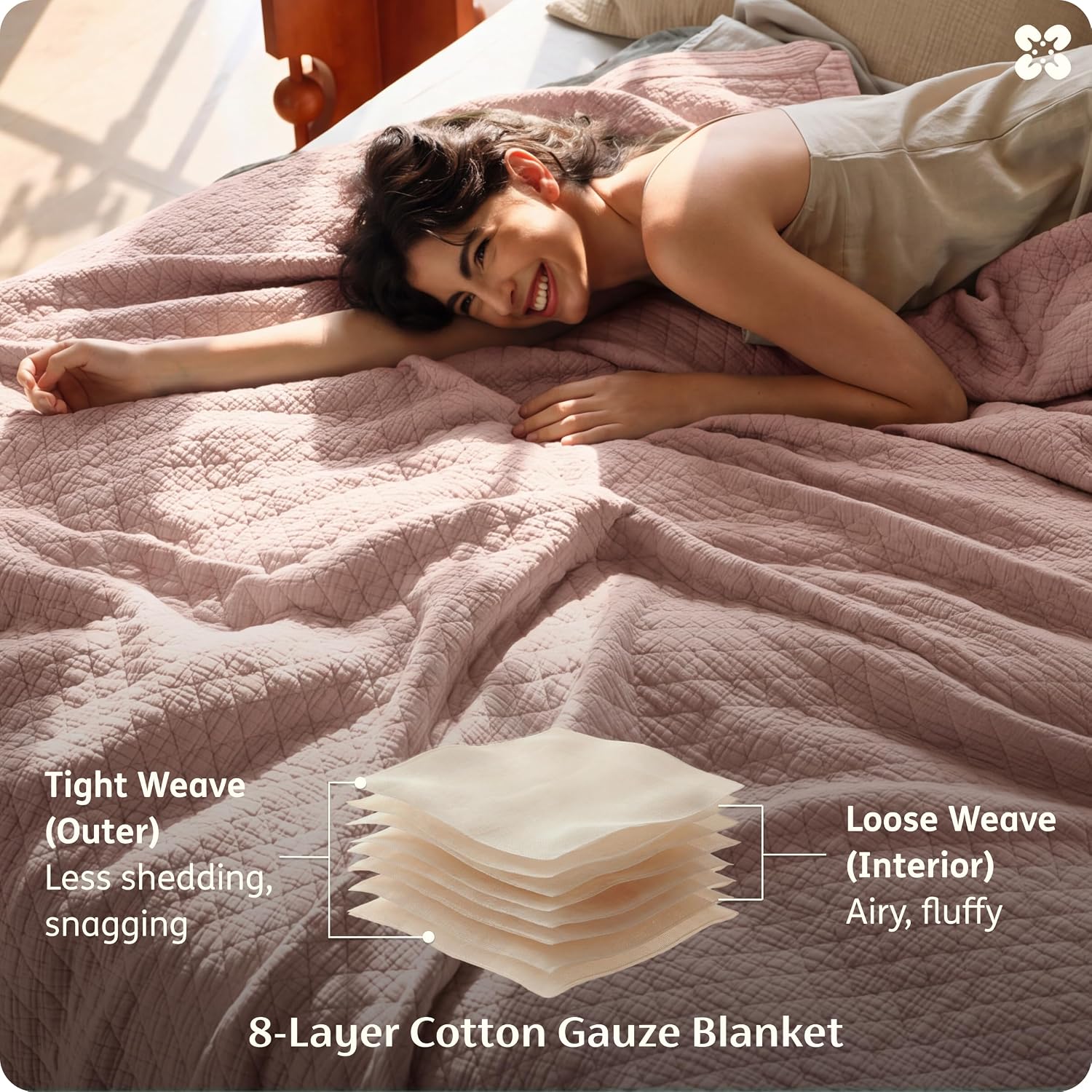 Thumbnail 3 de Bedsure PureWoven Blanket 8-Layer Cotton Muslin, Queen, 460 GSM