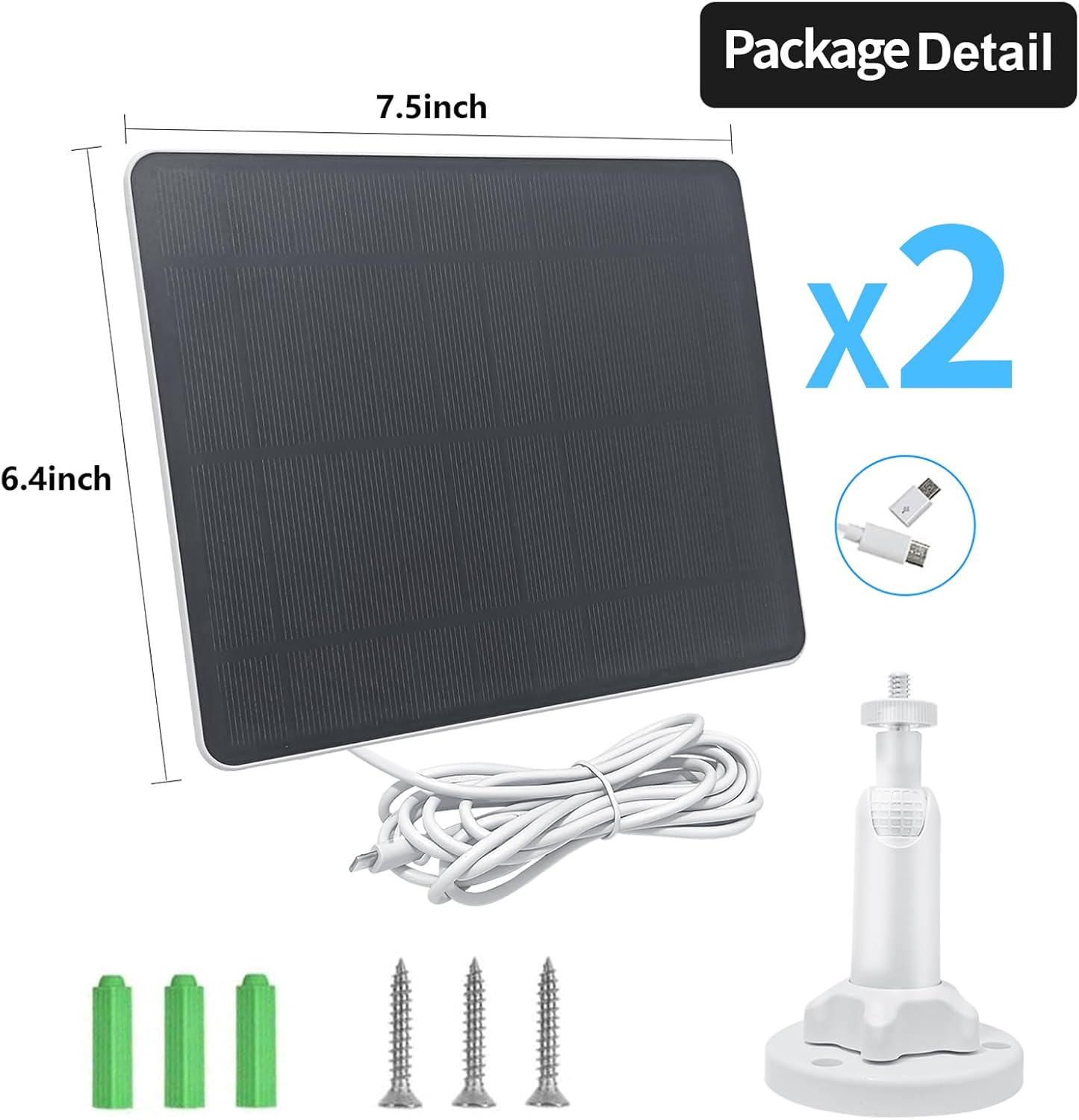 Thumbnail 5 de Solar Panel Charger for Arlo Essential Outdoor Cameras (2-Pack) — USB-C & Micro USB, Weatherproof IP66