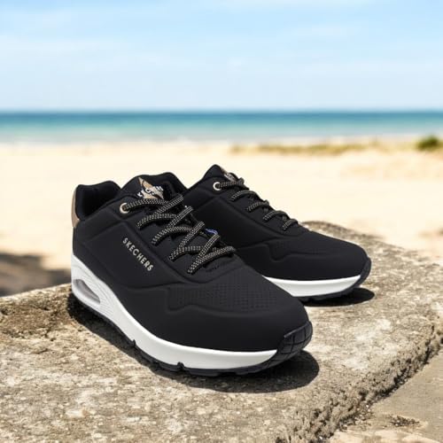 Thumbnail 1 de Skechers Uno - Shimmer Away para mujer en negro con detalle Durabuck y ribete Duraleather, talla 37.5