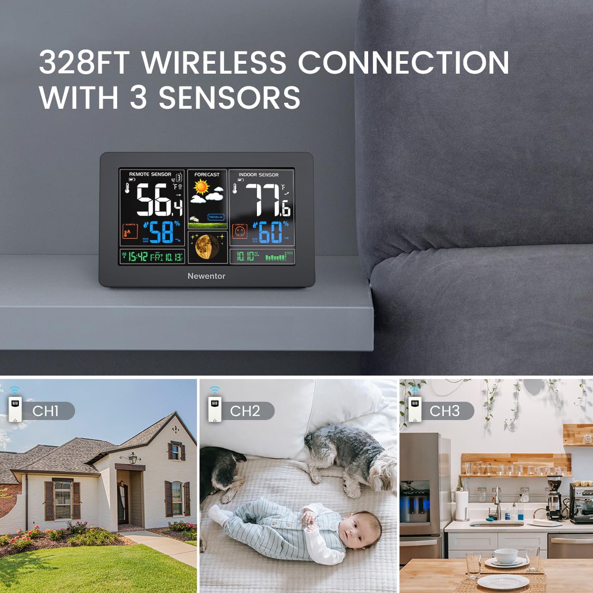 Thumbnail 1 de Newentor Wireless Weather Station, Black