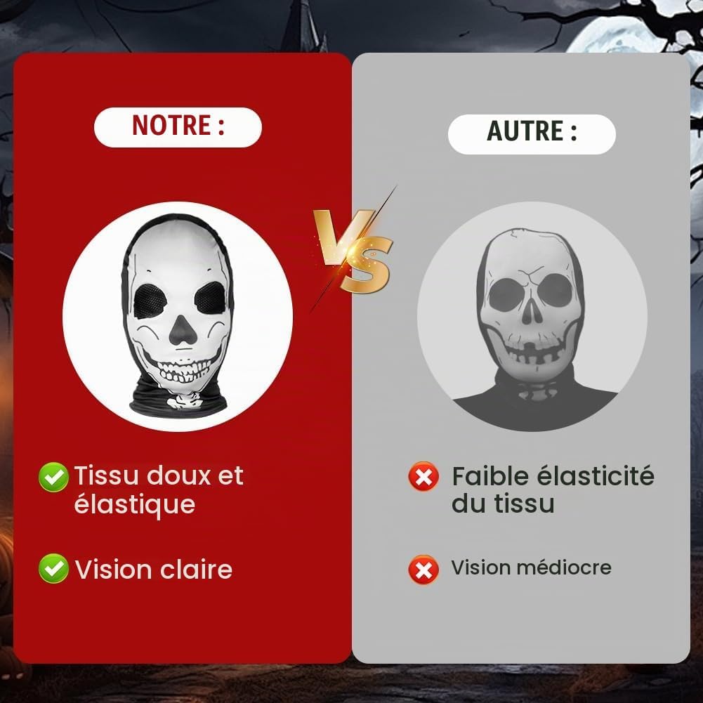 Detalle 2 de AOOWU skeletkostuum voor kinderen met stretchoverall en gezichtsmasker