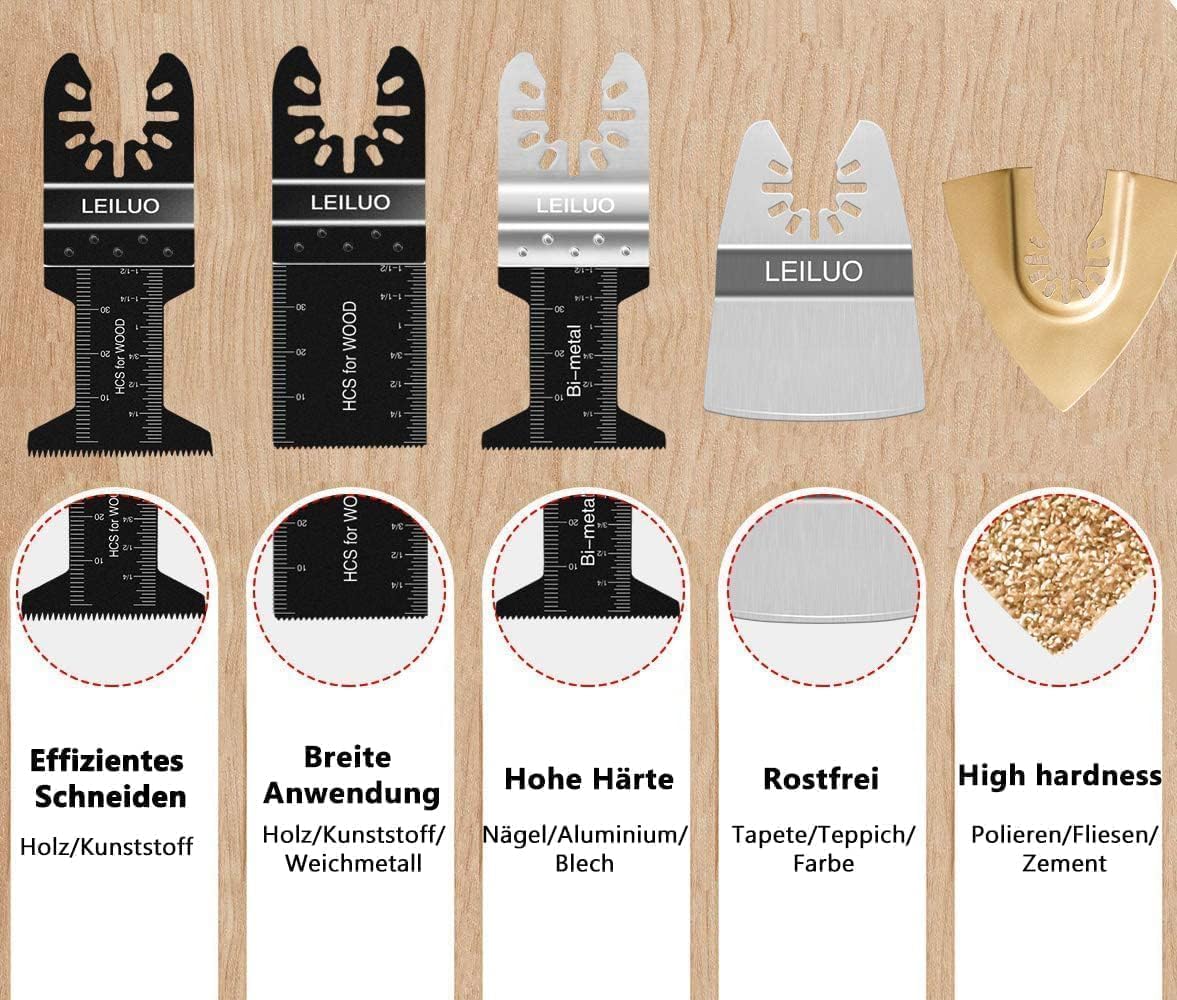 Thumbnail 5 de LEILUO Multitool-Sägeblätter-Set 81-teilig für Holz, Kunststoff & Metall (mit Aufbewahrungstasche, für gängige Multitools)
