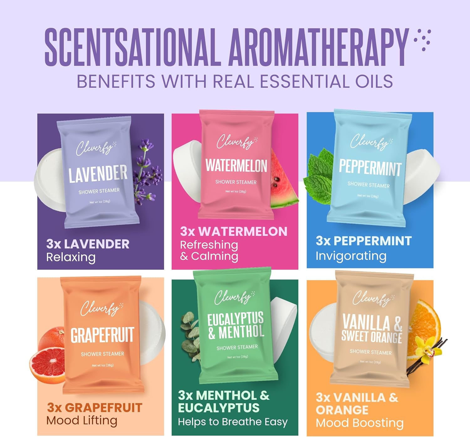 Detalle 2 de Cleverfy Shower Steamers Aromatherapy 18 Tablets