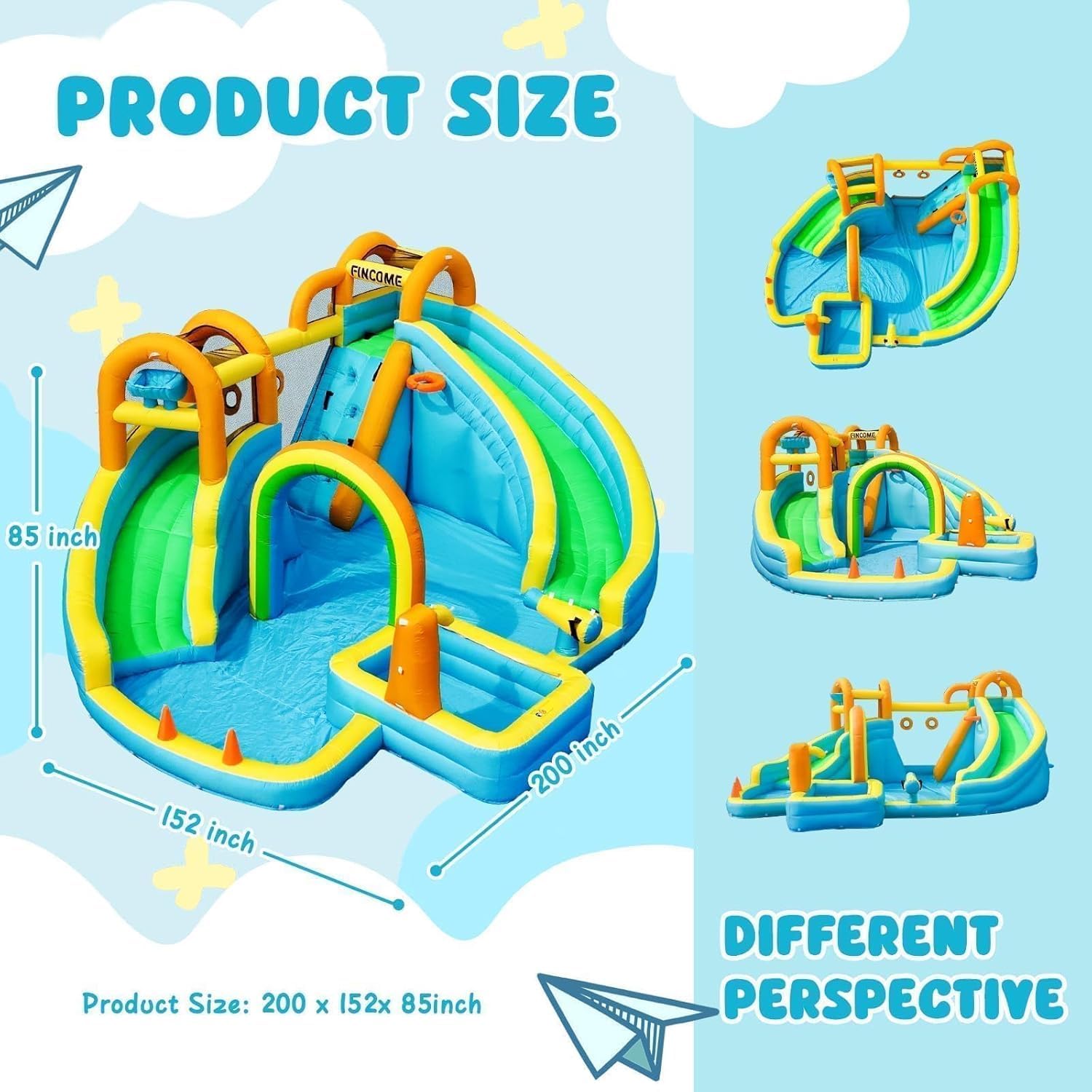 Thumbnail 1 de FINCOME Inflatable Water Slide: Dual-Slide Bounce House for Backyard Fun